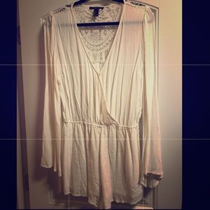 White Romper with Lace Back